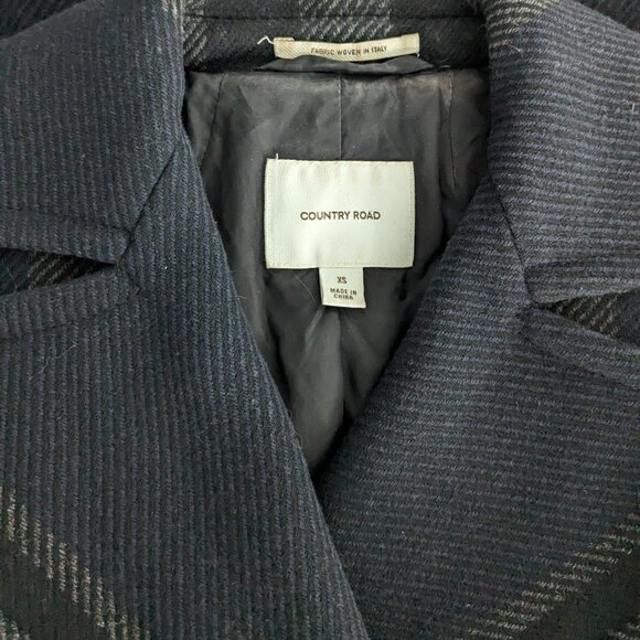 $485 COUNTRY ROAD Australia Wool Plaid Pea Coat - Picture 4 of 5